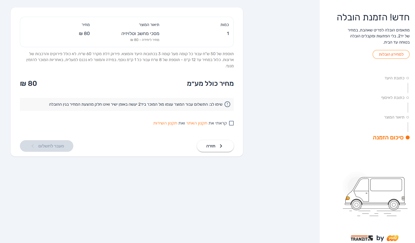 סיכום הזמנה